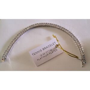 Gorgeous New 13.5 Ct. Princess Cut Sim Diamond Tennis Bracelet~Platinum/18KWGP